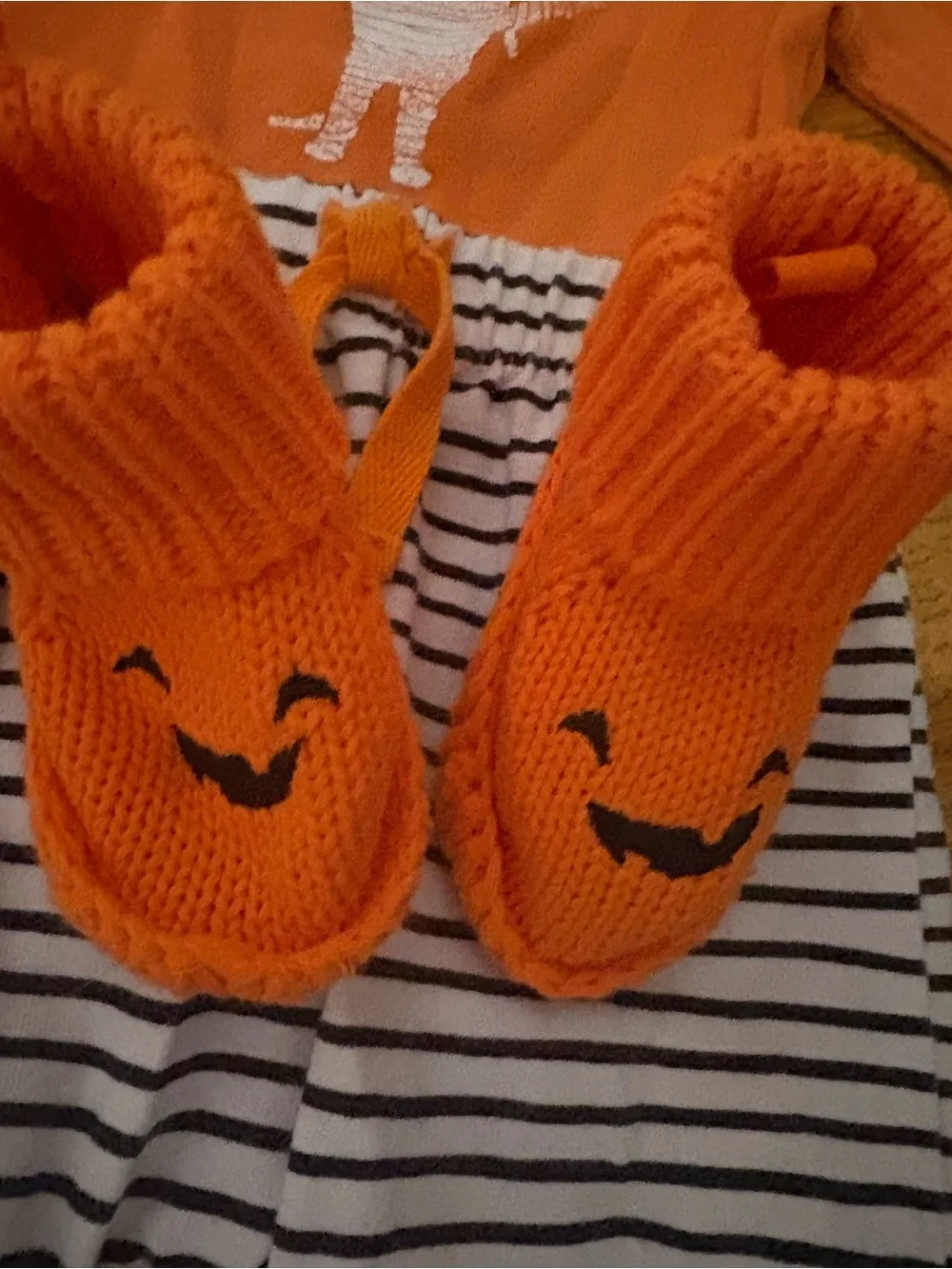 Cat & Jack Orange 'I Love Mummy' Halloween One-Piece with Striped Pants