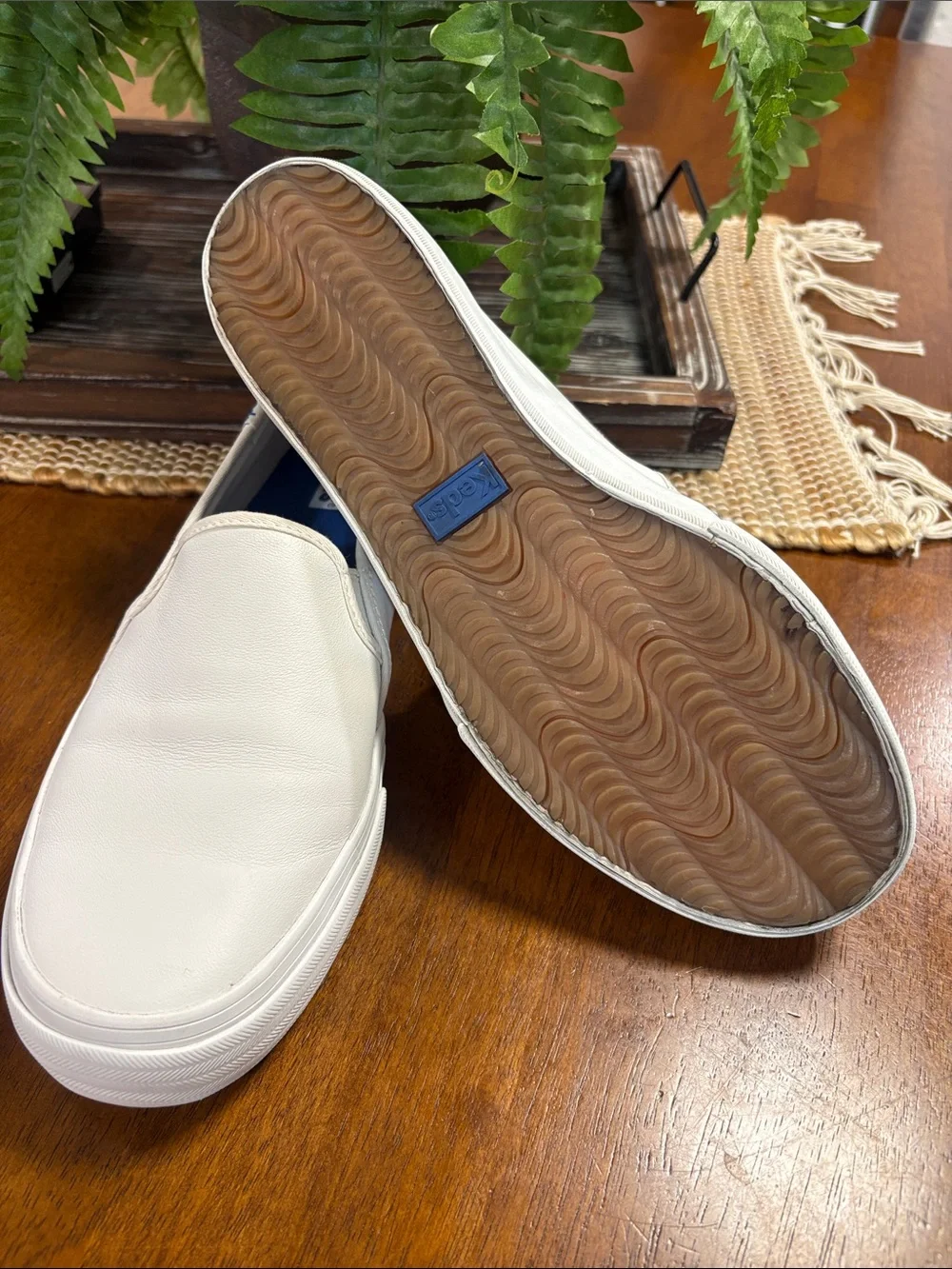 Keds White Slip-On Platform leather Loafers