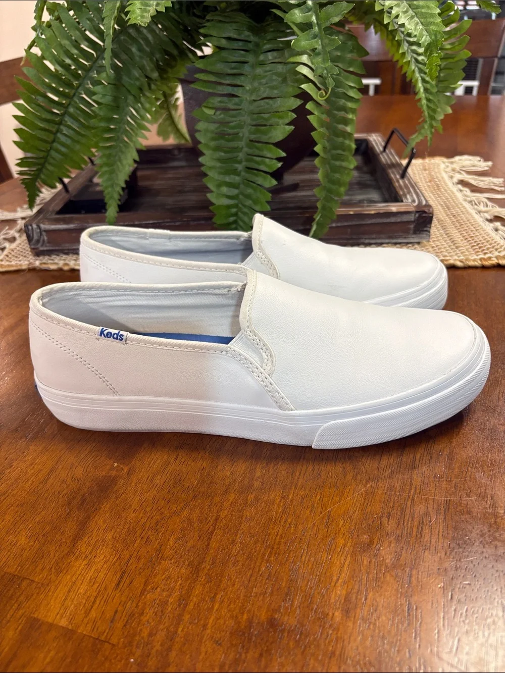 Keds White Slip-On Platform leather Loafers
