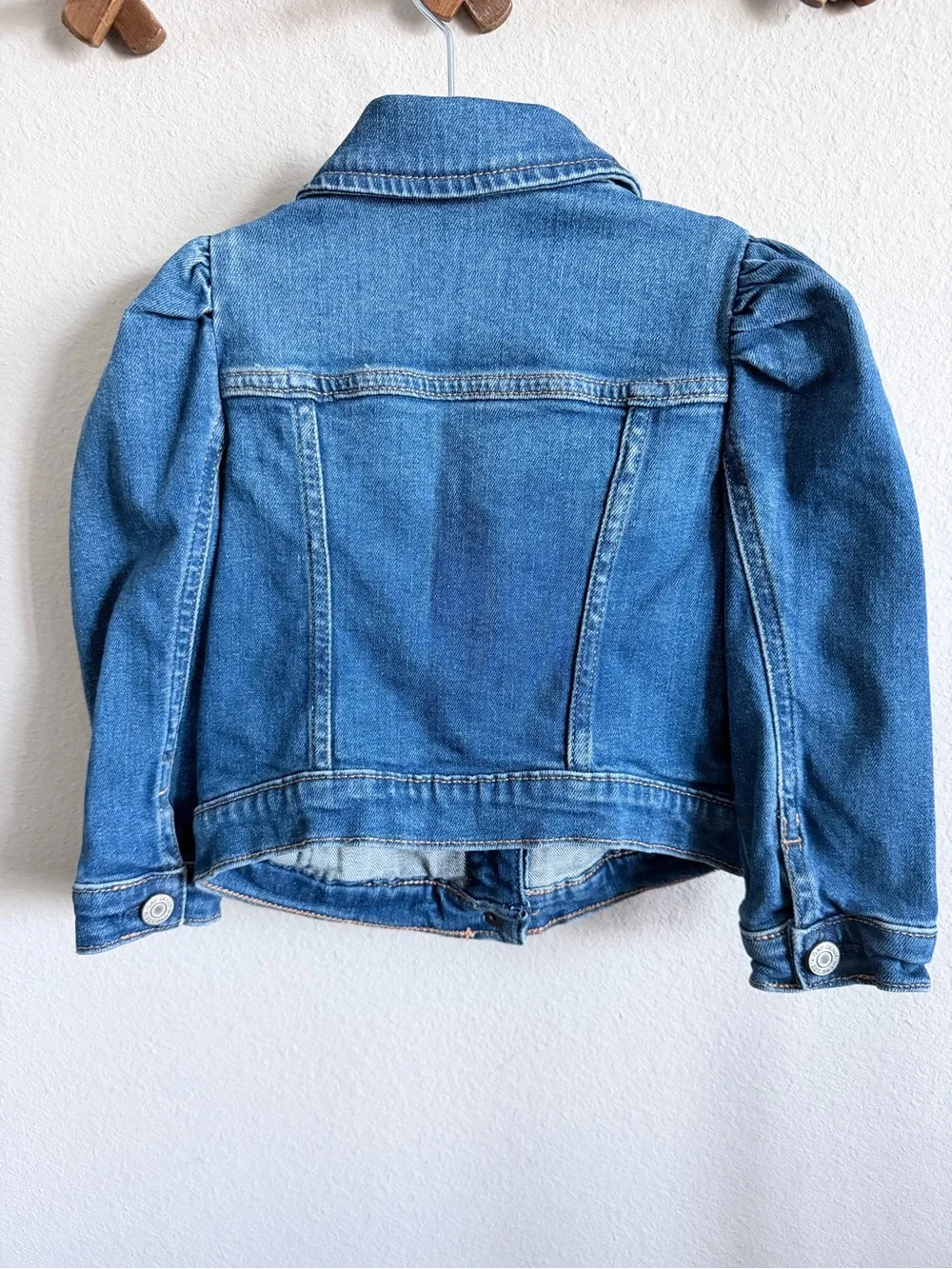 GAP Girls Blue Denim Jacket with Puff Shoulders Size 3
