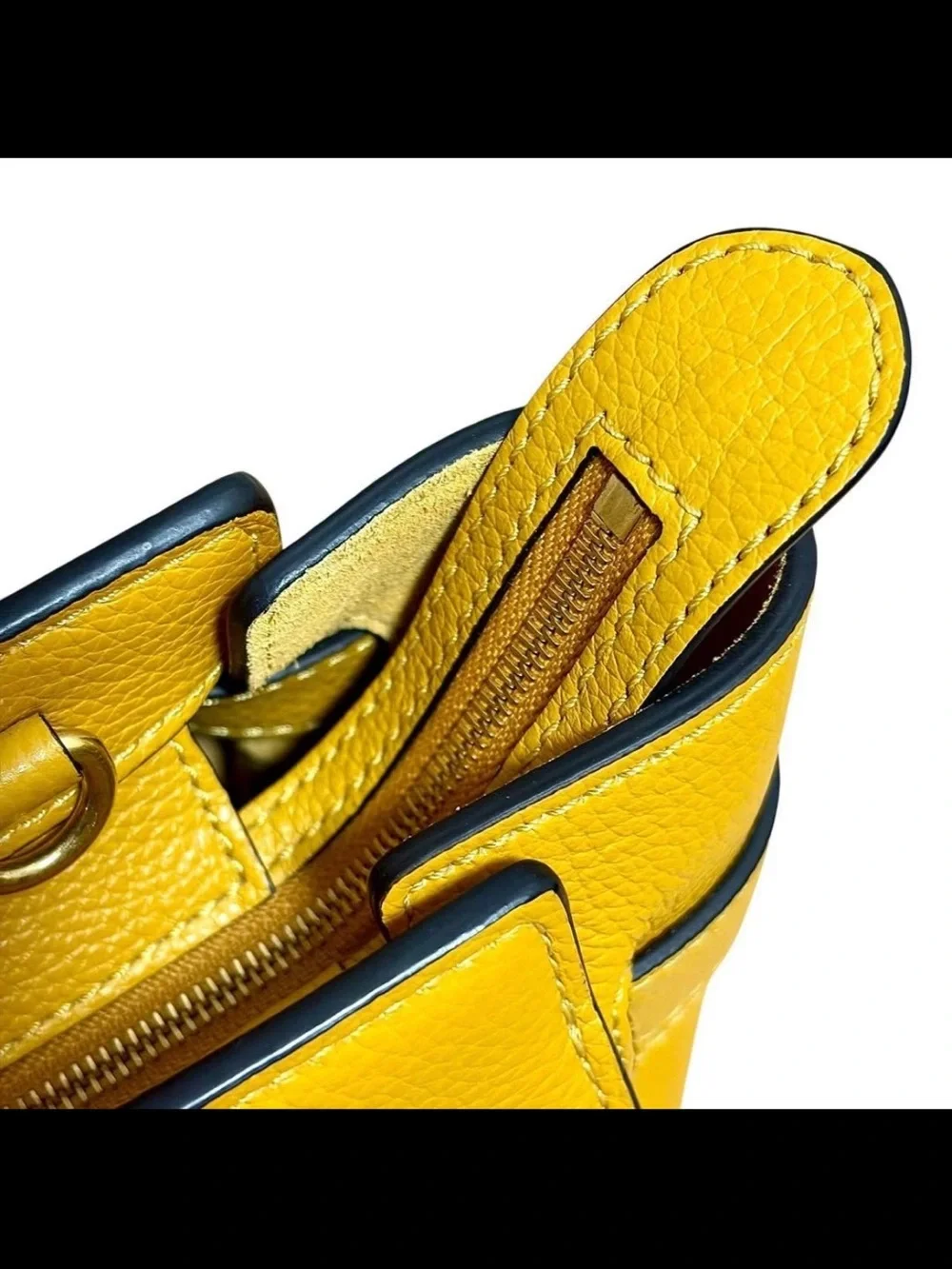 Mulberry Yellow Leather Satchel with Belt-Style Front