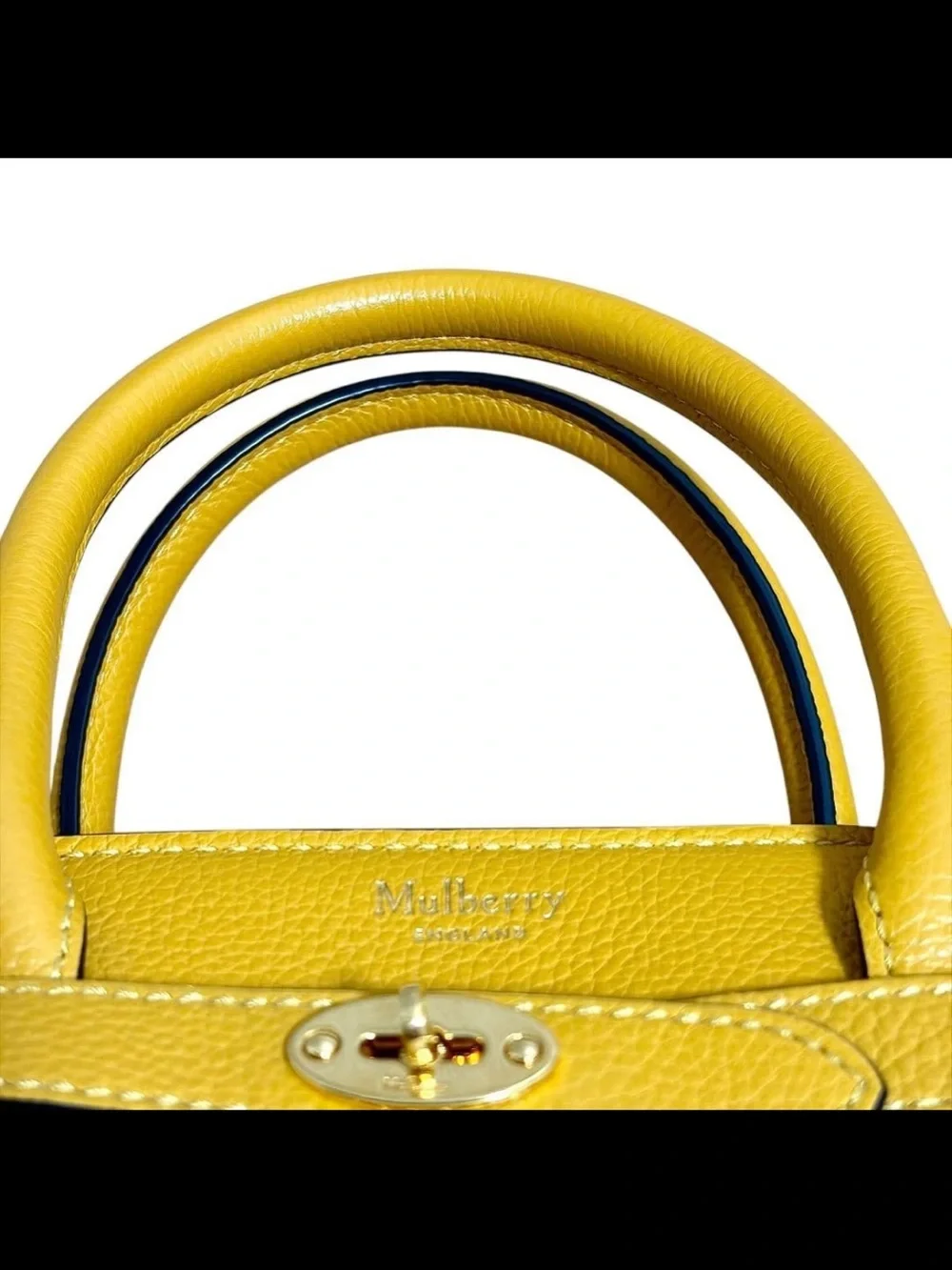 Mulberry Yellow Leather Satchel with Belt-Style Front