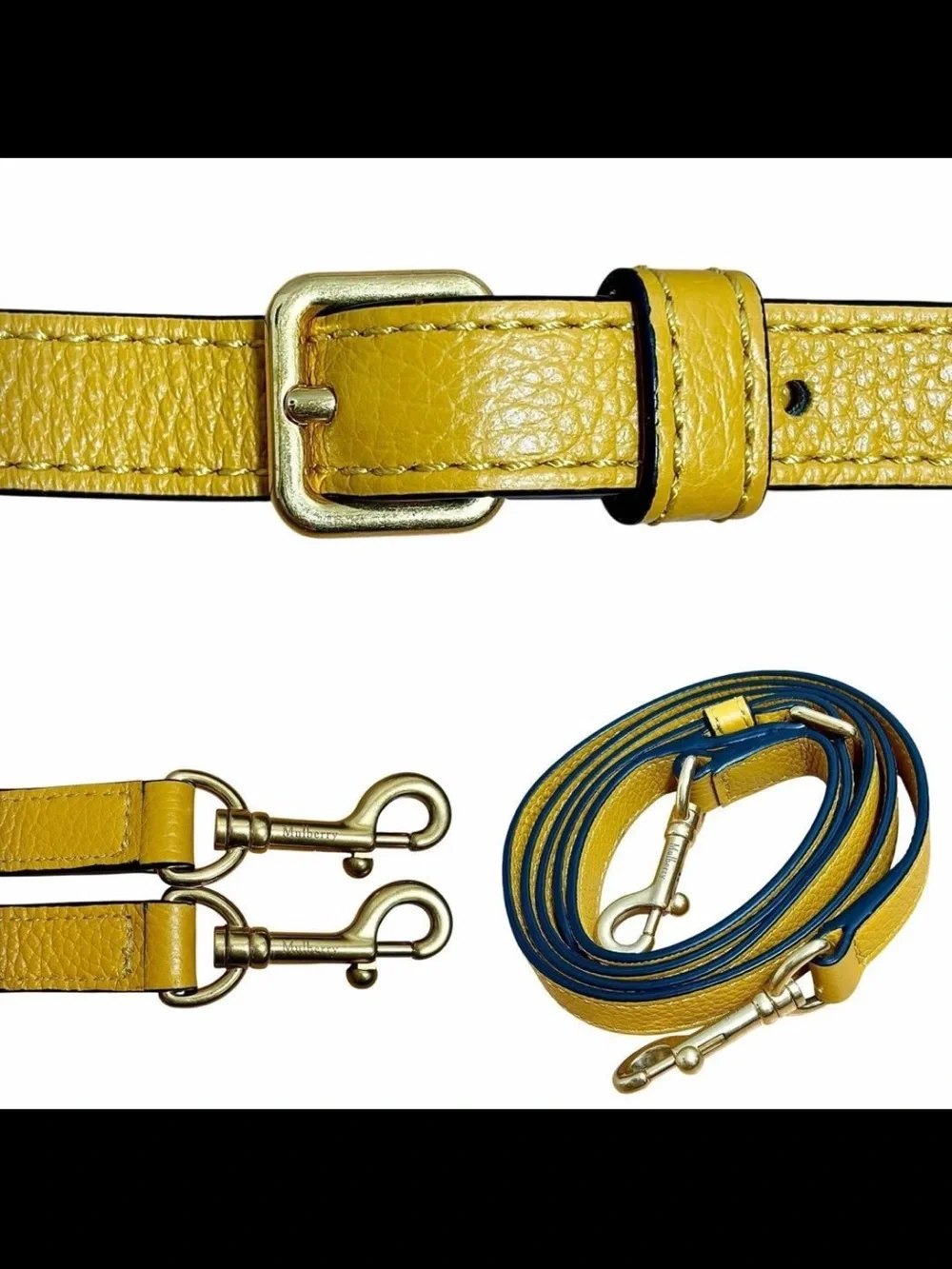 Mulberry Yellow Leather Satchel with Belt-Style Front
