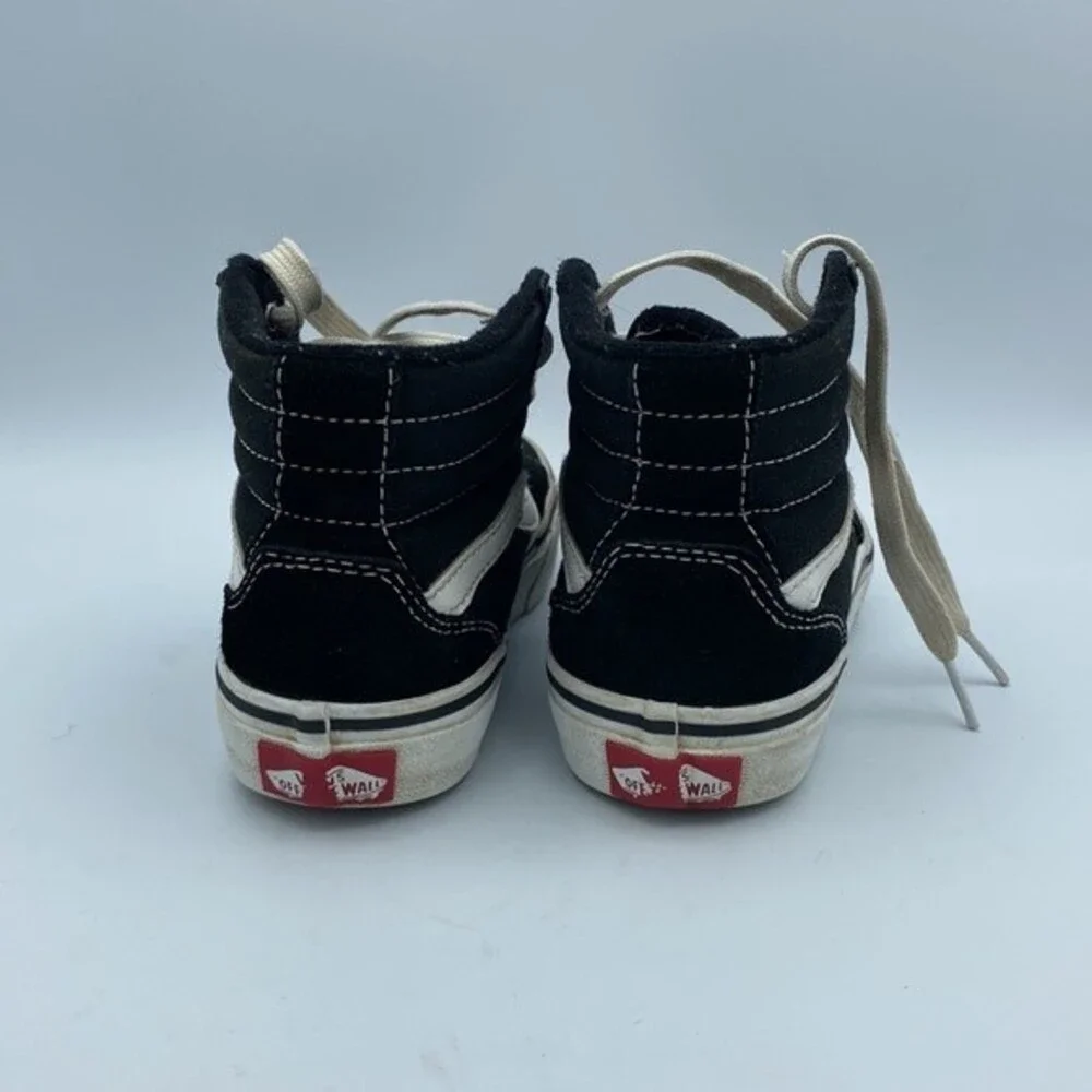 Vans Suede Canvas Lace-Up Skate Sk8-Hi Sneakers Shoes Black White Size Youth 13