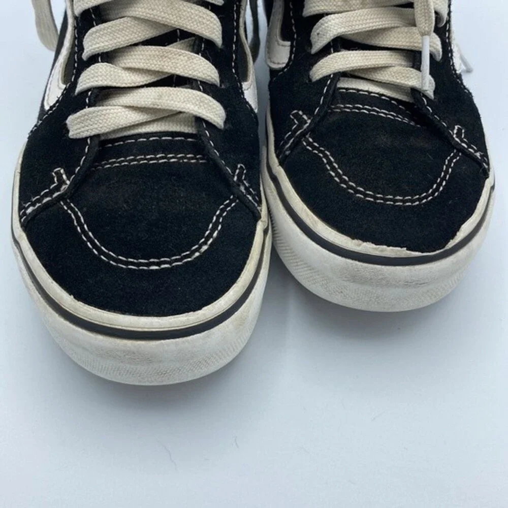 Vans Suede Canvas Lace-Up Skate Sk8-Hi Sneakers Shoes Black White Size Youth 13