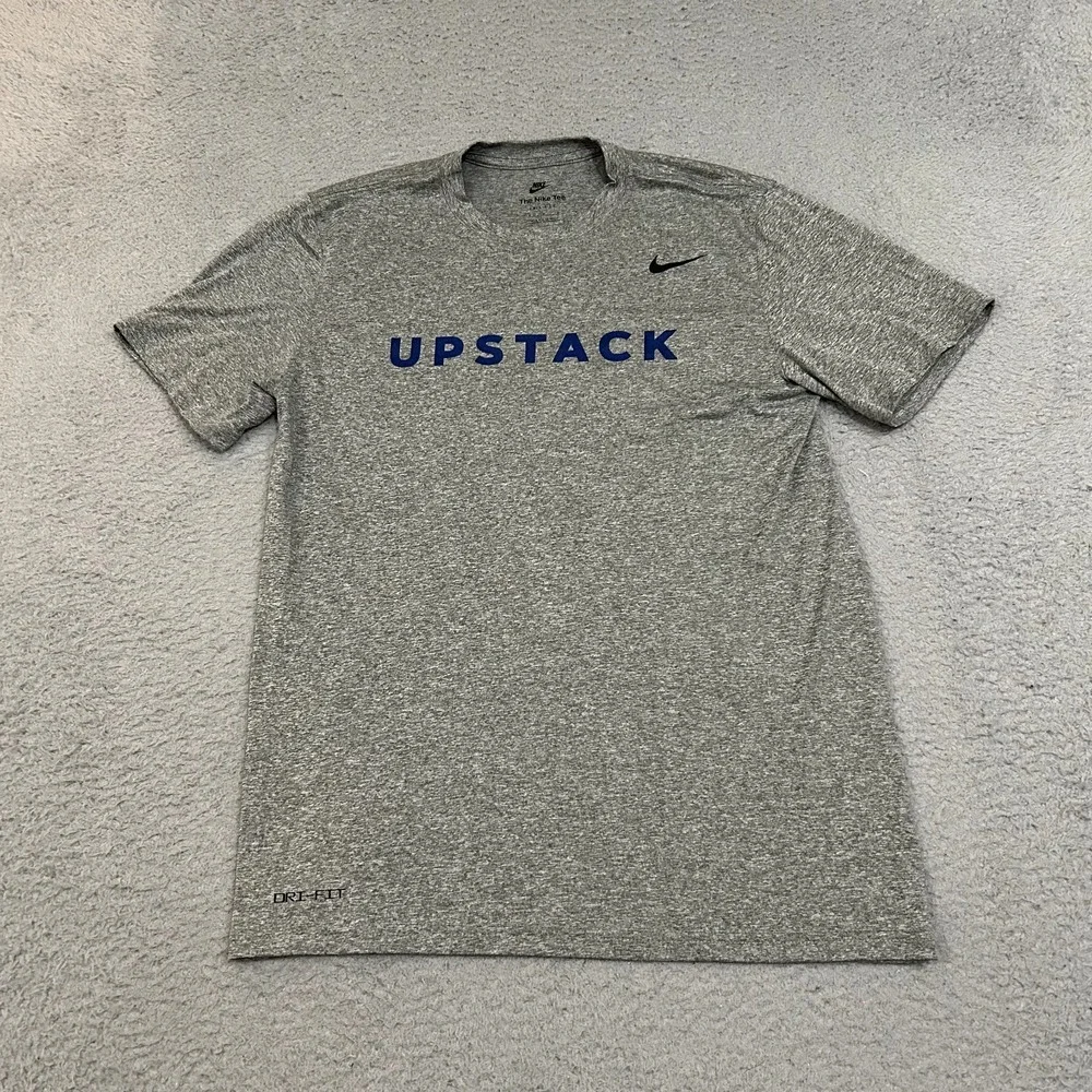 Nike Shirt Mens Medium Gray Short Sleeve Crew Neck Dri Fit Active Wear Adult‎