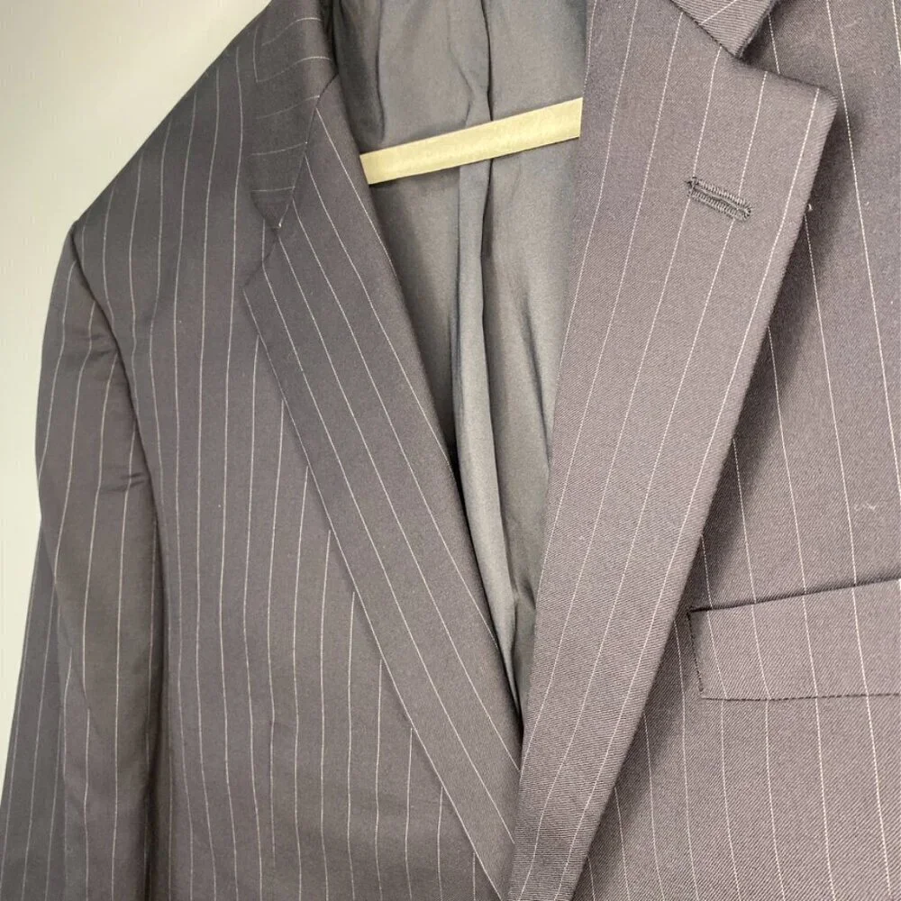 Lauren Ralph Lauren Navy Pin Stripe 100% Wool‎ 2-Button Men's Blazer Size 48R