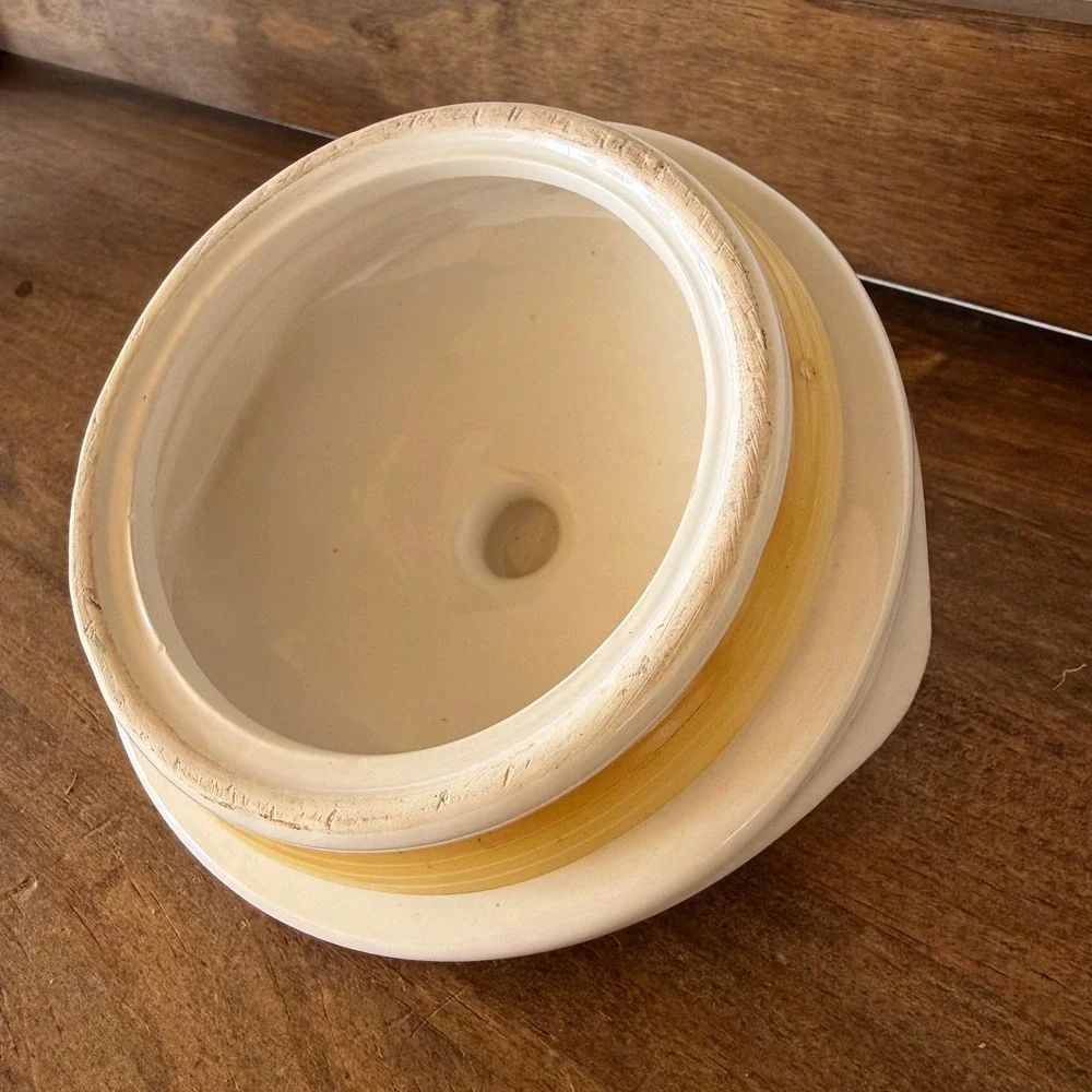 Ceramic Replacement Lid Pointed Cream Yellow Round Knob Farmhouse Kitchen