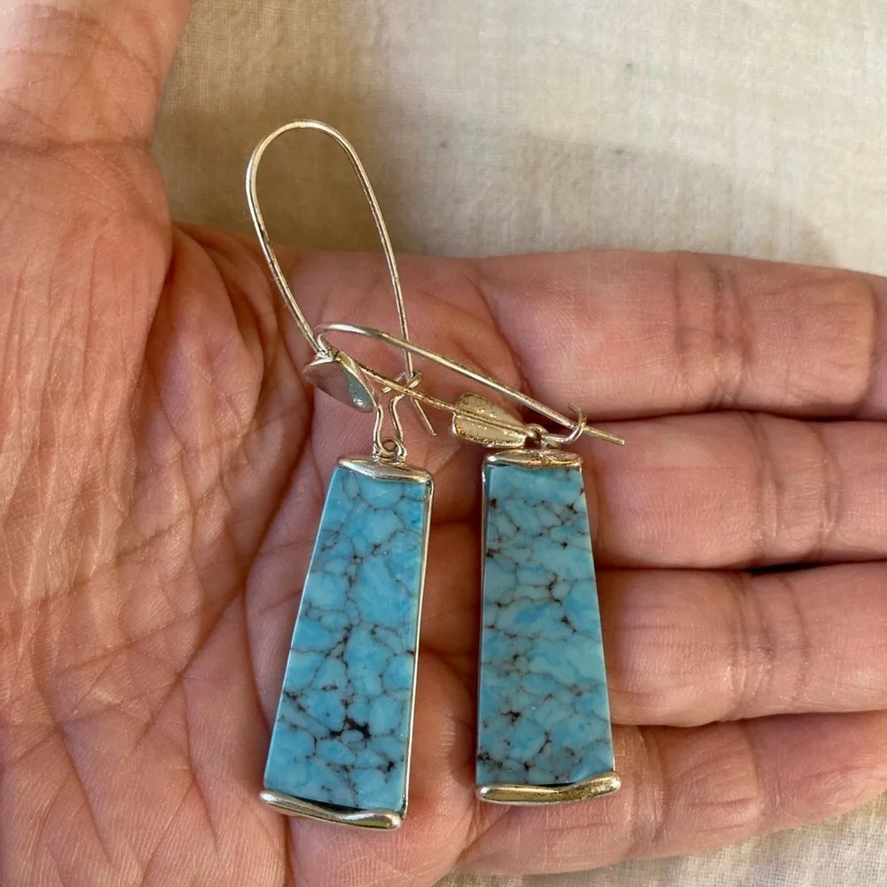 RLM Robert Lee Morris Faux‎ Turquoise Drop Dangle Earrings Pierced Ears