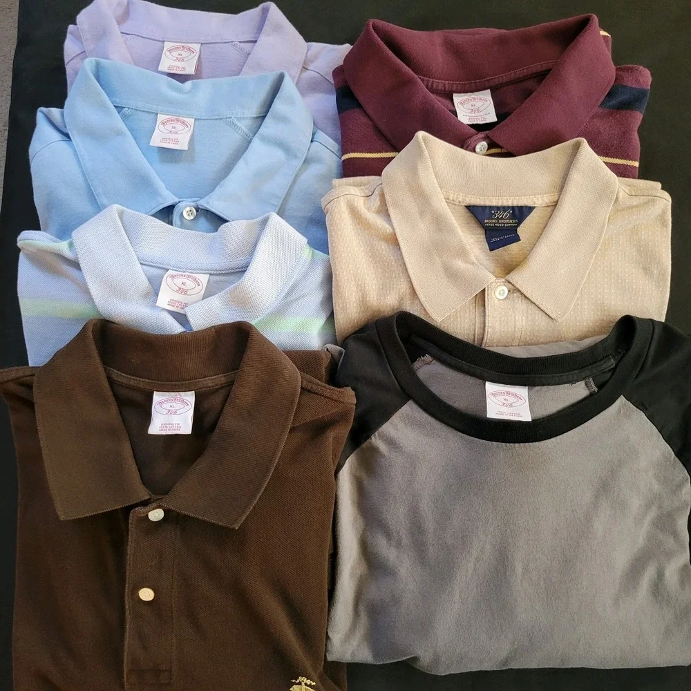 7 SHIRT BUNDLE LOT BROOKS BROTHERS MENS XL ORIGINAL FIT 346 POLO SHORT SLEEVE