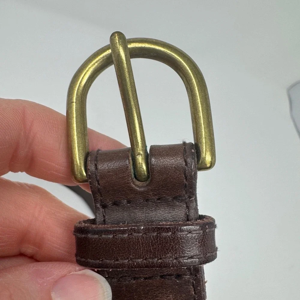 Ralph Lauren Kids Dark Brown‎ Leather Belt Gold Buckle 38 9108005-210 Uniform