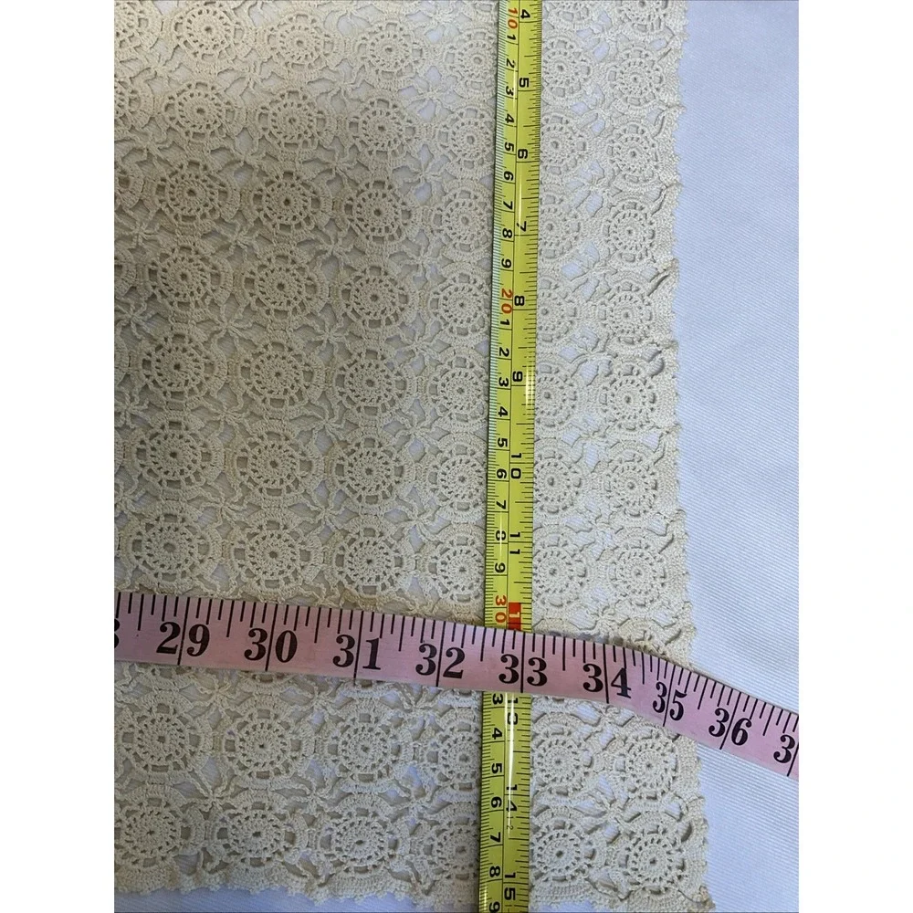 Vintage Crochet Tablecloth 8 Place Mats Runner Doily Set Ecru Cottagecore Lace