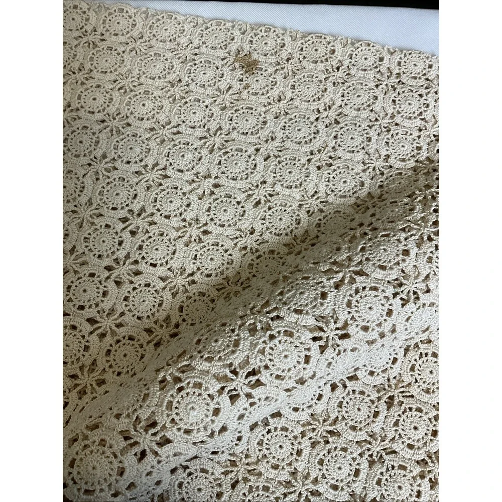 Vintage Crochet Tablecloth 8 Place Mats Runner Doily Set Ecru Cottagecore Lace