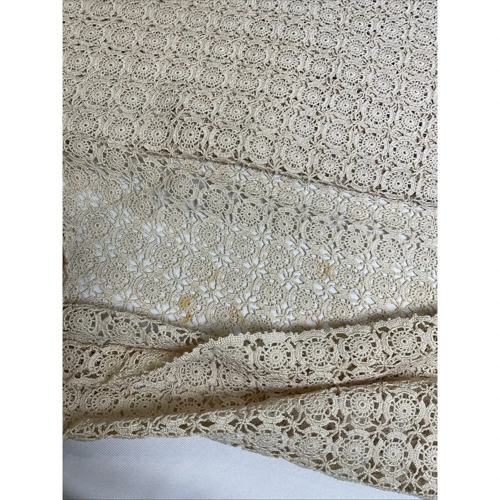 Vintage Crochet Tablecloth 8 Place Mats Runner Doily Set Ecru Cottagecore Lace