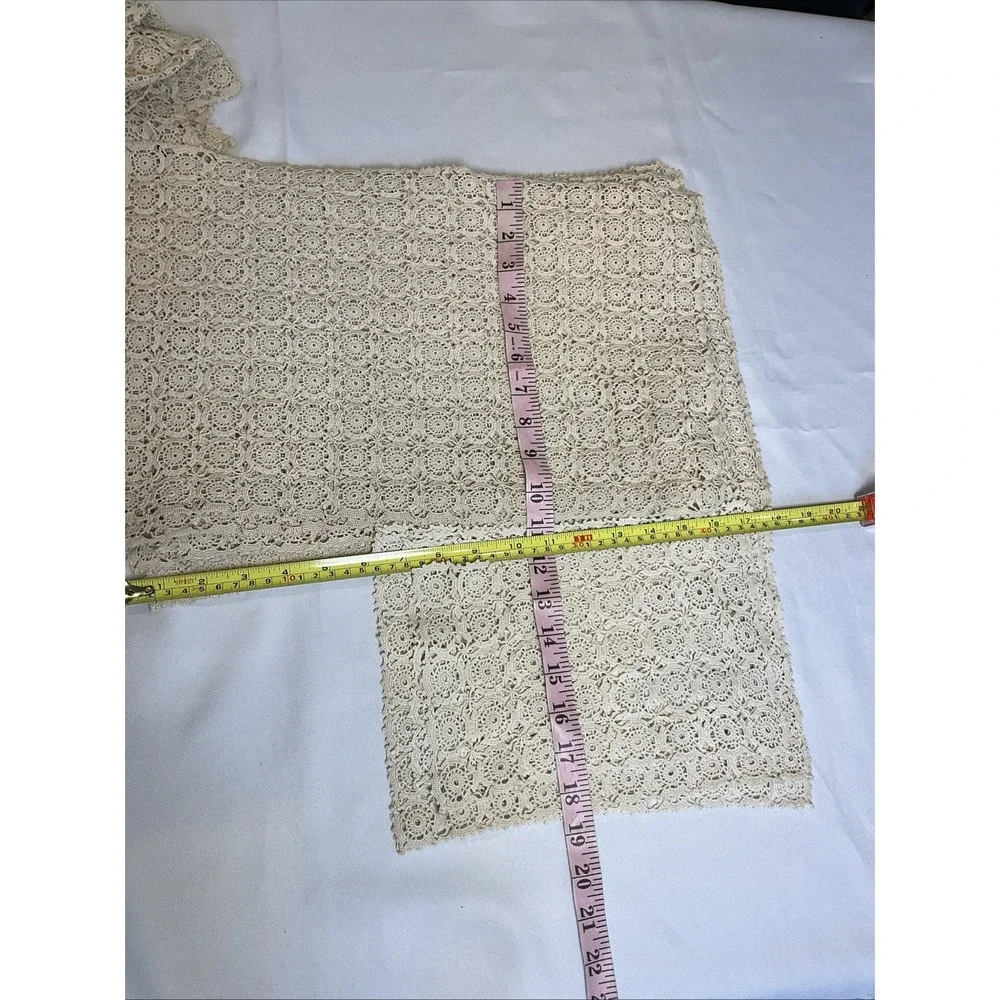 Vintage Crochet Tablecloth 8 Place Mats Runner Doily Set Ecru Cottagecore Lace
