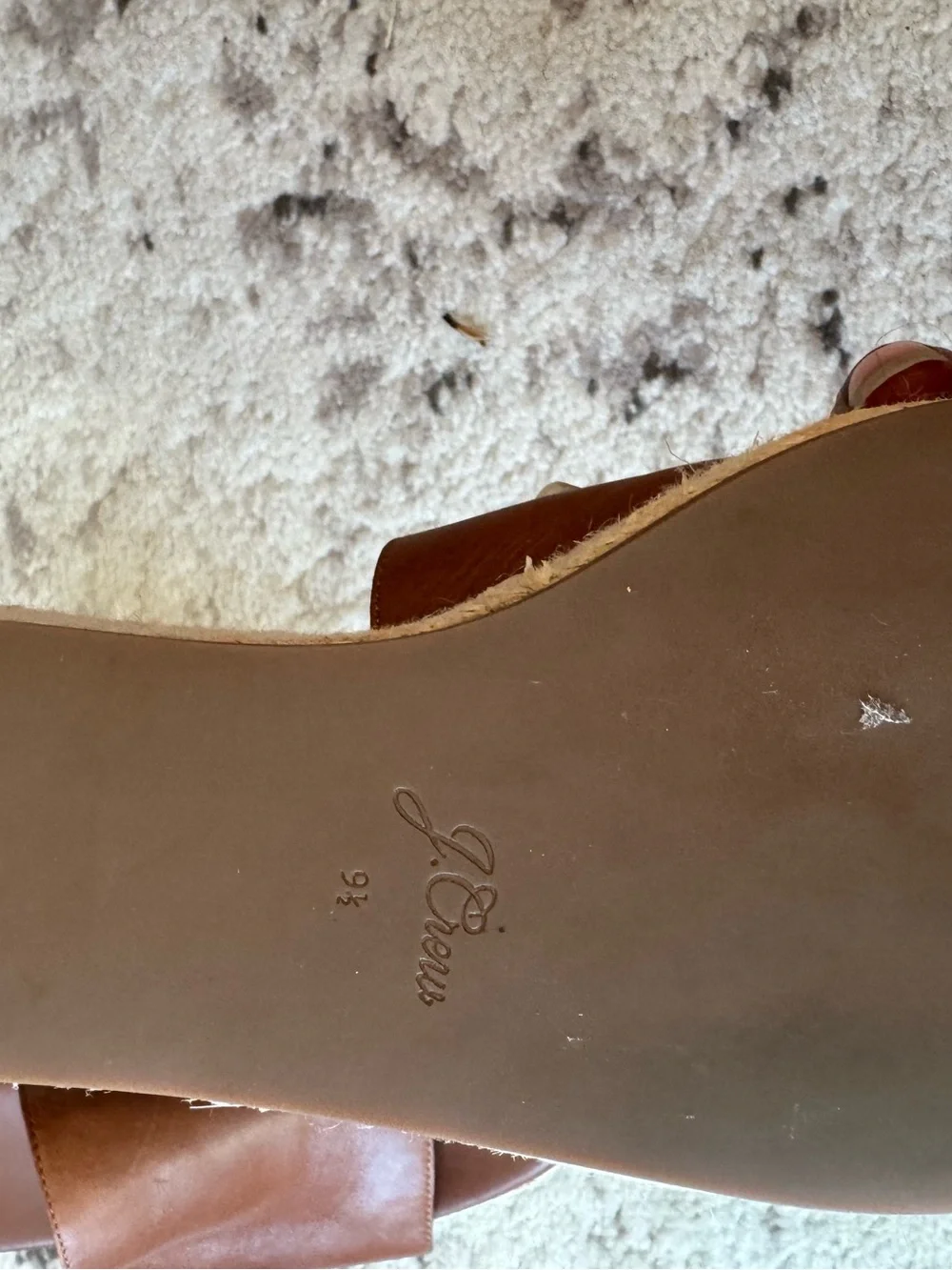 J.Crew Leather Espadrille Wedge Slide Sandals Size 9.5 Cognac