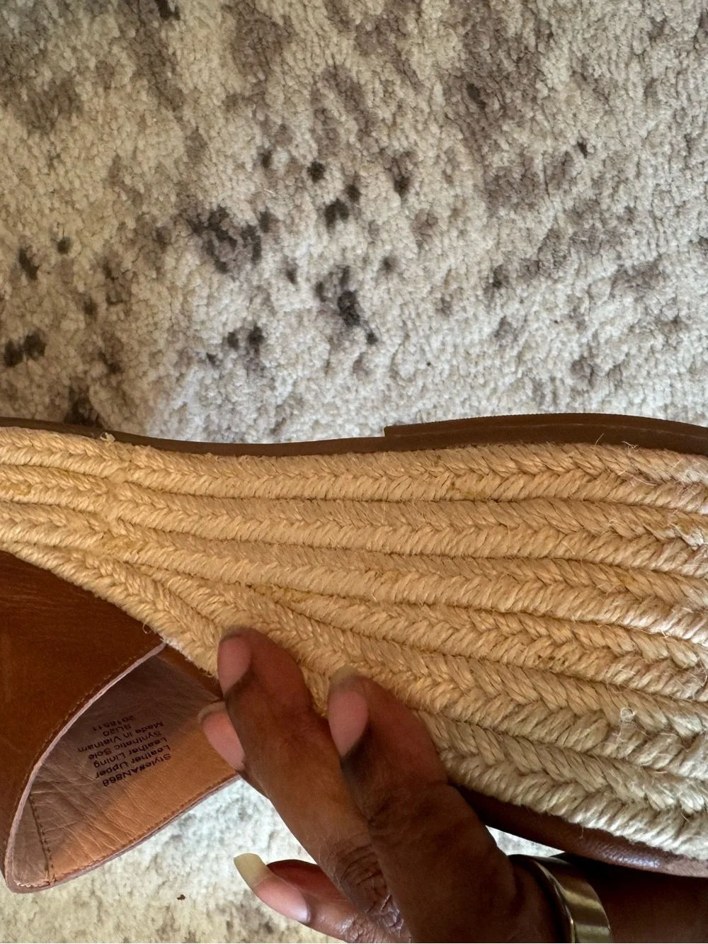 J.Crew Leather Espadrille Wedge Slide Sandals Size 9.5 Cognac