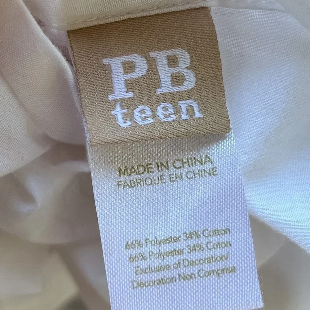 Pottery Barn Teen Ruched Pucker Up Duvet Full Queen Rainbow Striped White READ