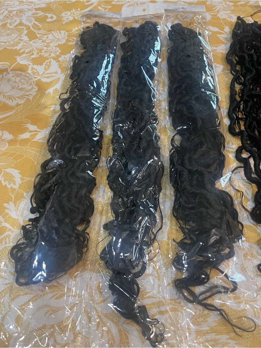 Sambraid Boho Goddess Locs with Human Hair Curls – 8 Packs Black color