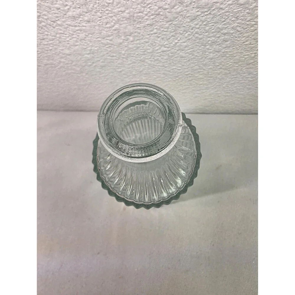 Vintage Crystal Flower Vase, Clear Glass Bud, Ribbed Floral Small Decorative