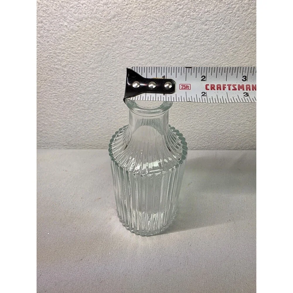 Vintage Crystal Flower Vase, Clear Glass Bud, Ribbed Floral Small Decorative