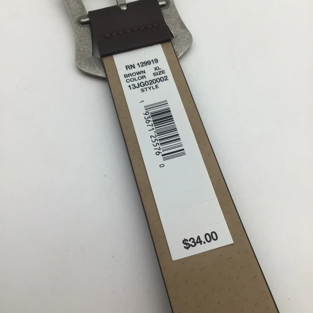 Jessica Simpson Womens Brown‎ Faux Leather Belt Silver Rope Buckle Size XL NEW