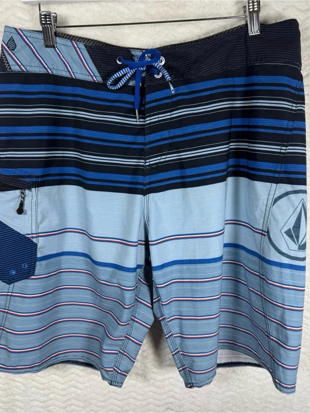 Volcom Men's Blue Multi-Stripe Boardshorts