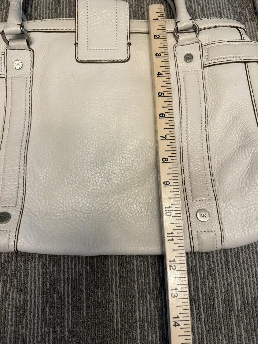 Michael Kors Handbag Womens Gray Pebbled Leather Satchel Tote Shoulder Bag