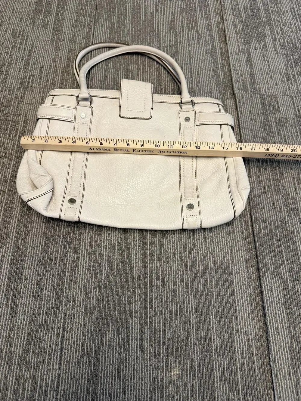 Michael Kors Handbag Womens Gray Pebbled Leather Satchel Tote Shoulder Bag
