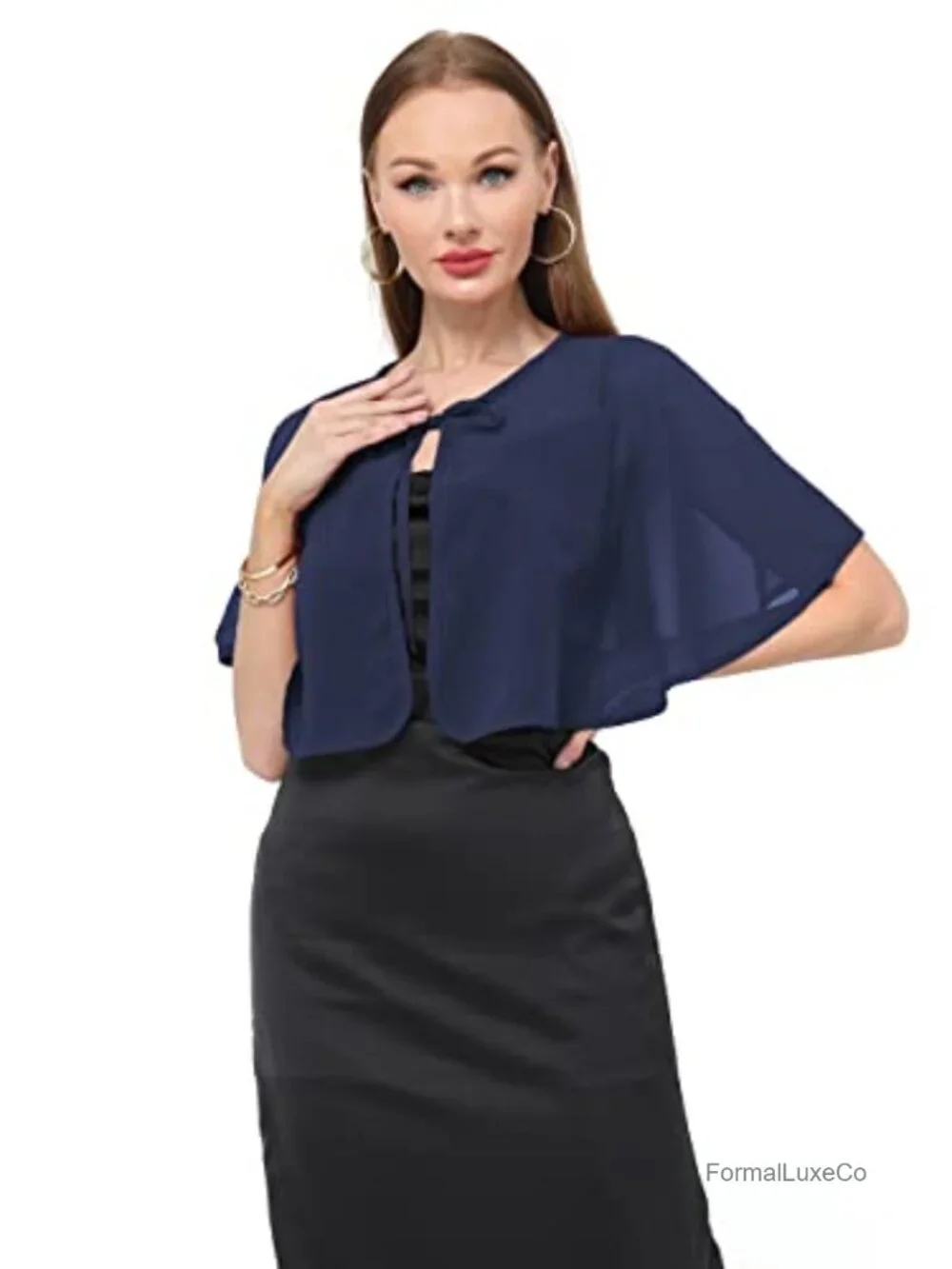 Chiffon Shawl Wrap Sheer Shrug Capelet for Wedding