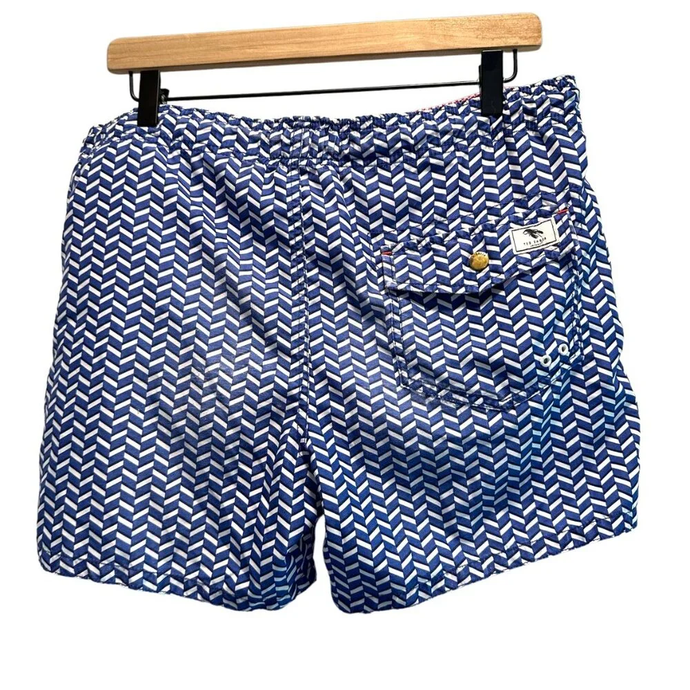 Ted Baker Blue Swim Trunks Shorts Lined Pockets‎ Size 2 Waist 34