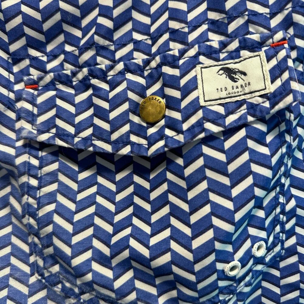 Ted Baker Blue Swim Trunks Shorts Lined Pockets‎ Size 2 Waist 34