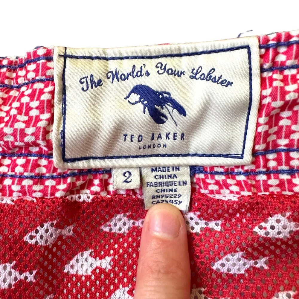 Ted Baker Blue Swim Trunks Shorts Lined Pockets‎ Size 2 Waist 34