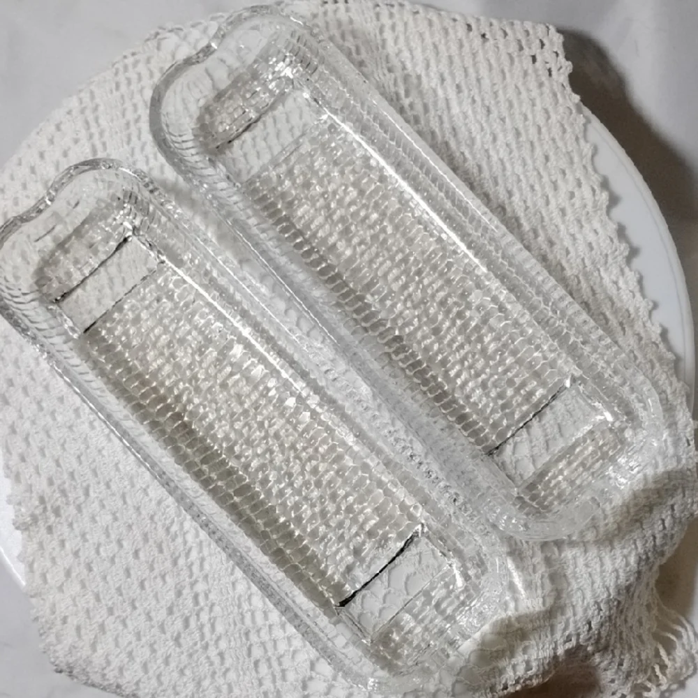 Vtg. Corn Holders Chaumet Textured Glass -Set Of 6