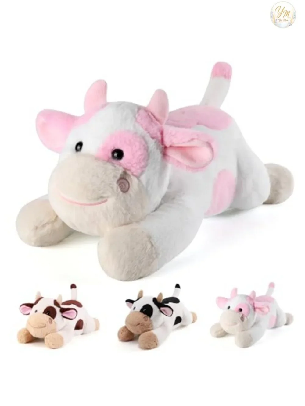 Weighted Cow Stuffed Animal Plush Pillow Kids Adults Anxiety Relief