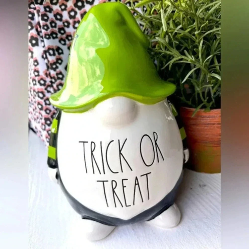 Rae Dunn Trick Or Treat Halloween Gnome Ceramic Statue NWT