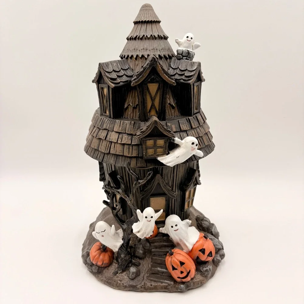 Halloween Haunted House Tabletop Decor Ghosts Pumpkins Spooky Scene
