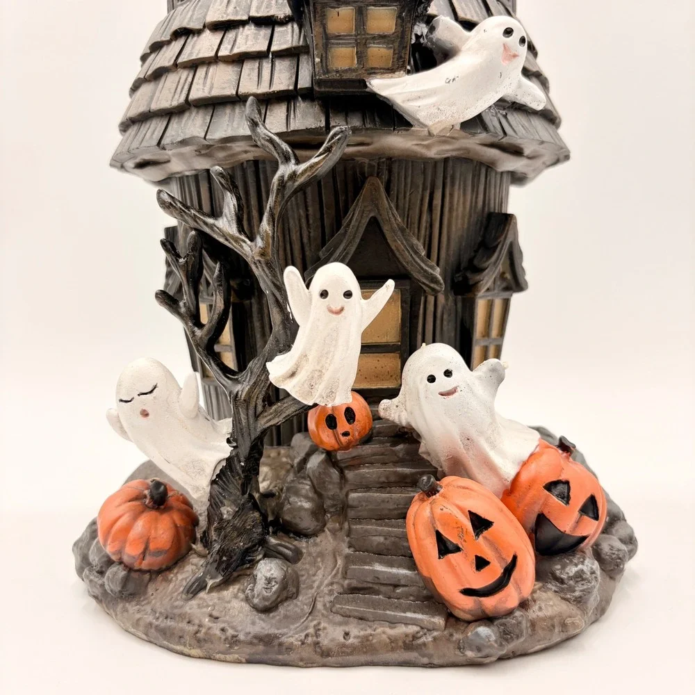 Halloween Haunted House Tabletop Decor Ghosts Pumpkins Spooky Scene