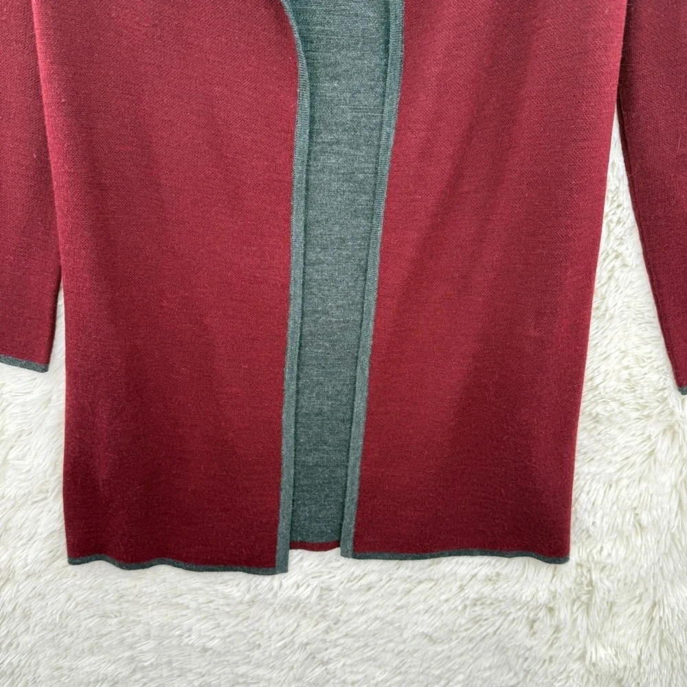 Blanc Noir Burgundy Wool Long Hooded Cardigan Sweater Women's Small Cozy Chic