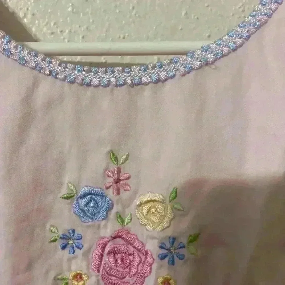 Cotton Kids Embroidered Floral Dress, Size 6