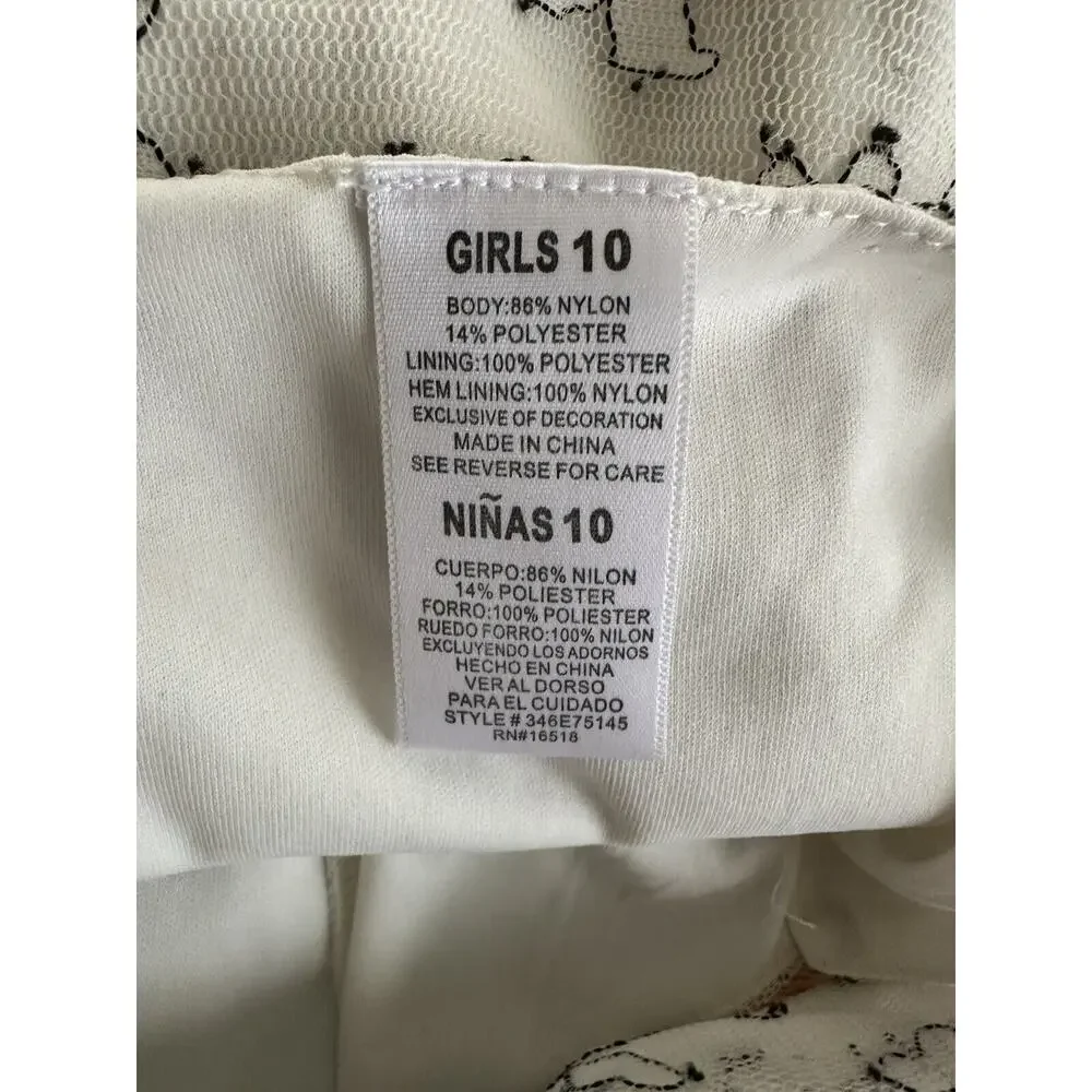 Girl Lace Dress 10 Black And White