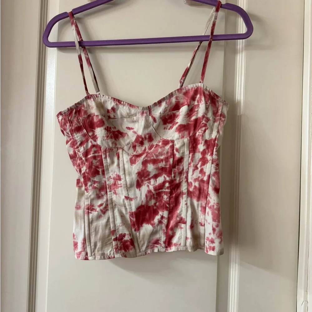 💗 PrettyLittleThing Fuchsia Tie-Dye Corset & Skirt Set – NEW w/ Tags (Size 6)