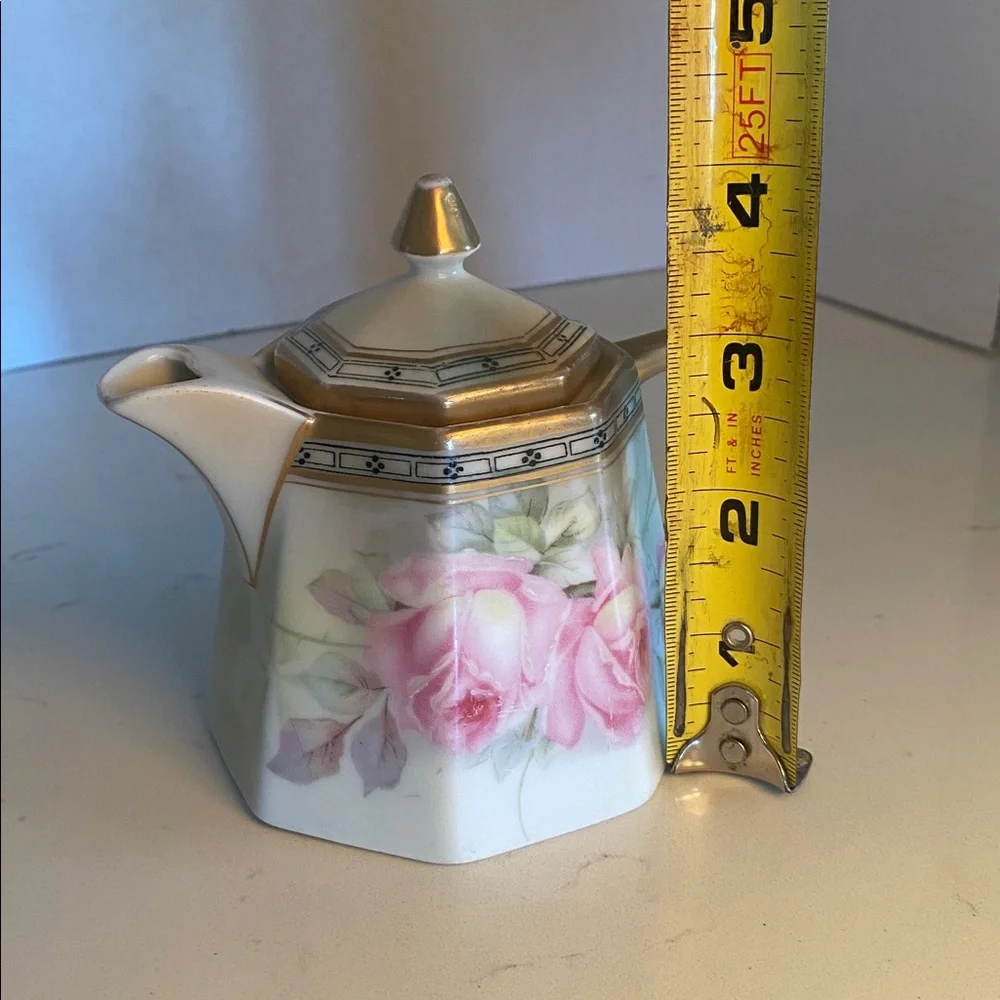 Vintage JSV Germany Porcelain Creamer Floral with Gold & Green Trim