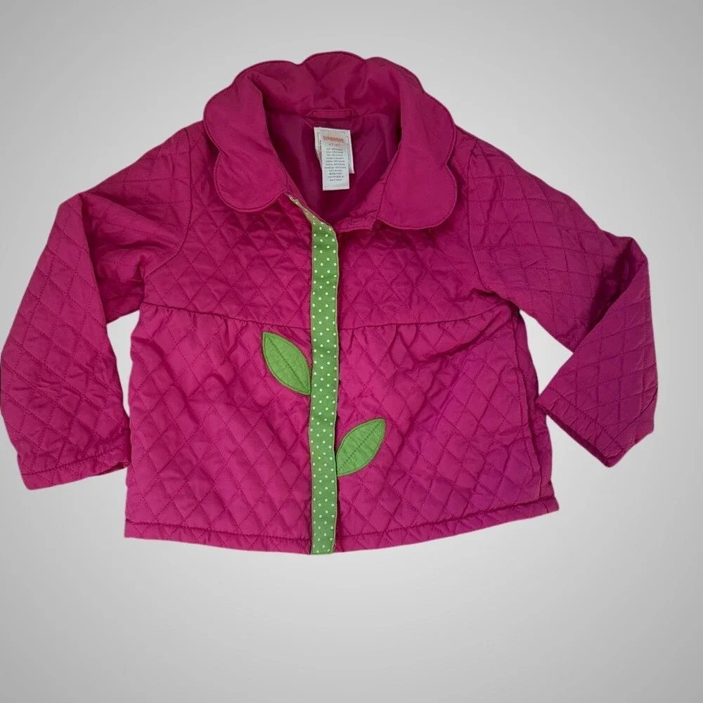 Gymboree Quilted Pink Flower Jacket Girls 4T 5T Spring‎ Button Front