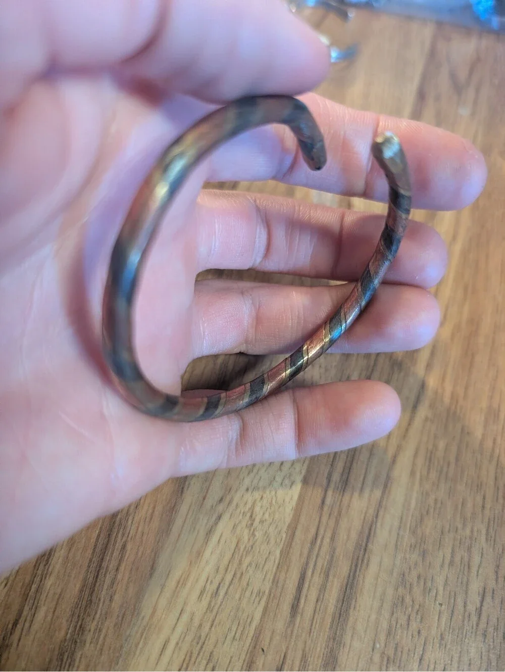 Vintage Copper and Brass Spiral Twist Open Cuff Bracelet