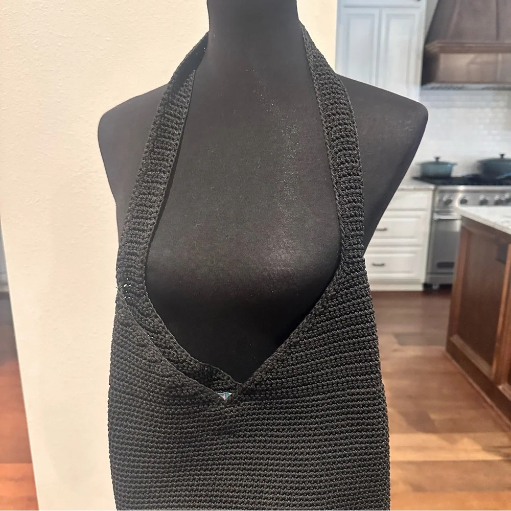 Black Knit Shoulder Bag The Sak Solid Black Crochet Shoulder Bag Purse