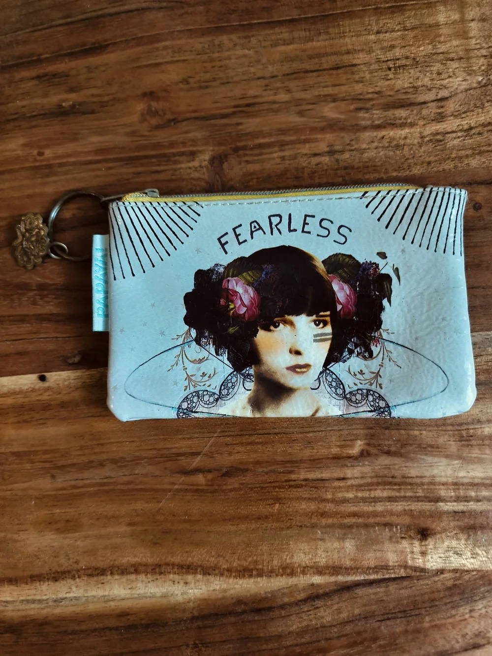 Papaya Fearless Floral Portrait Zip Pouch - White