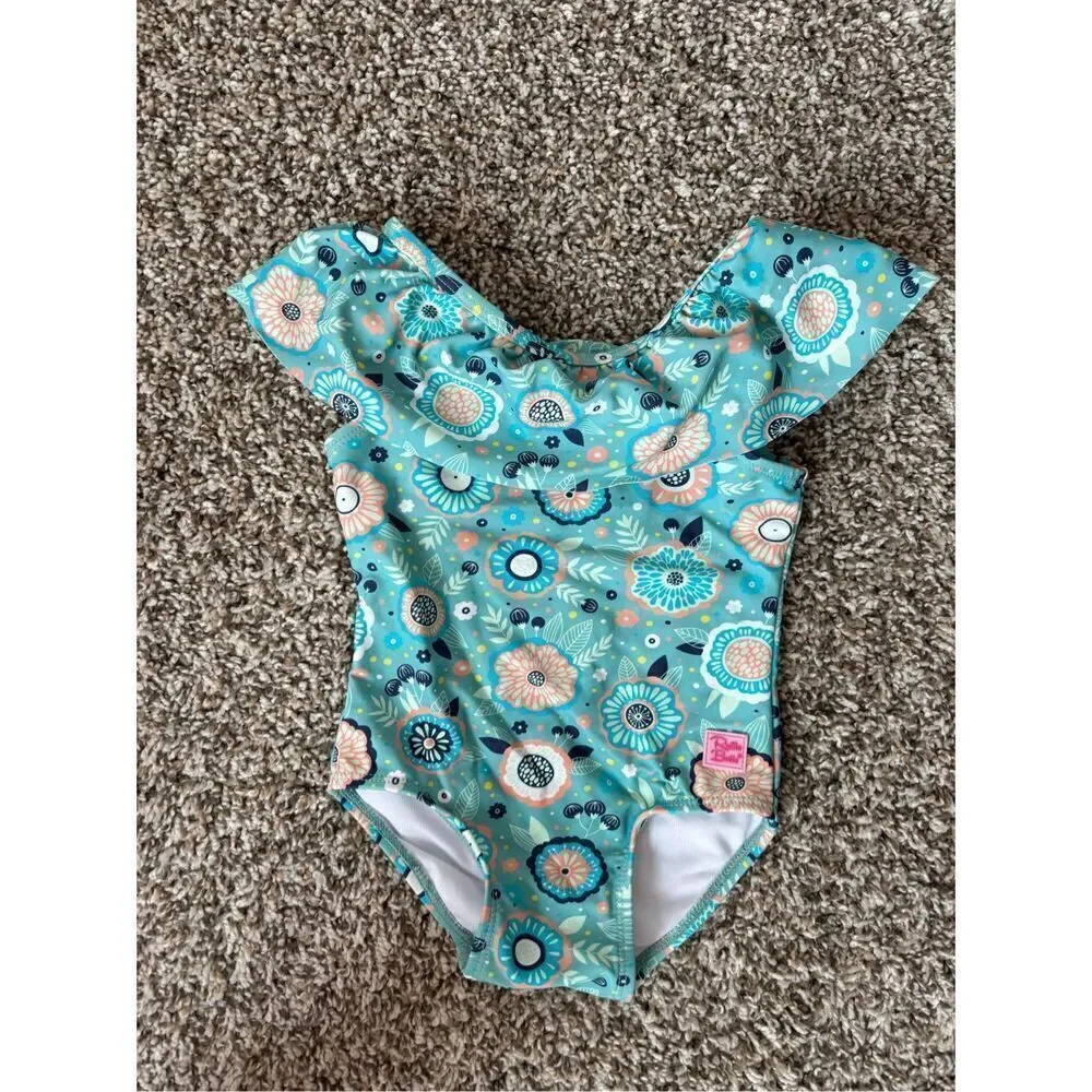 ❤️RuffleButts Baby Girl Island Dream Scallop Swimsuit