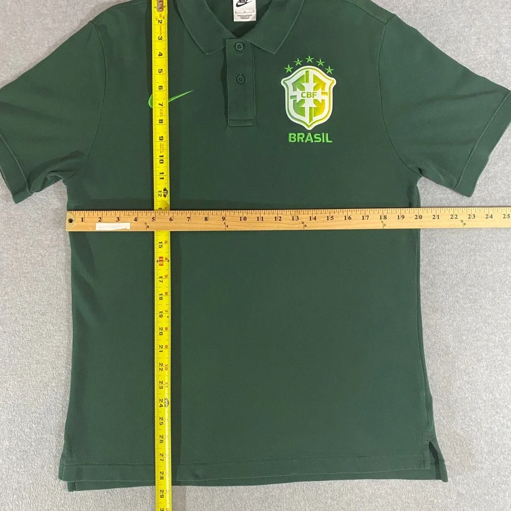 Nike Brasil CBF Soccer Polo Shirt Mens Medium Green Short Sleeve Pique Top