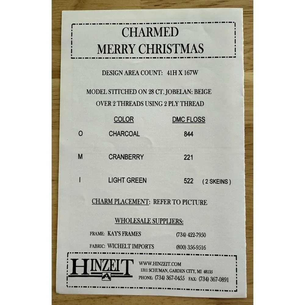 HINZEIT Charmed MERRY CHRISTMAS Counted Cross Stitch Pattern ONLY -‎ No Charm!